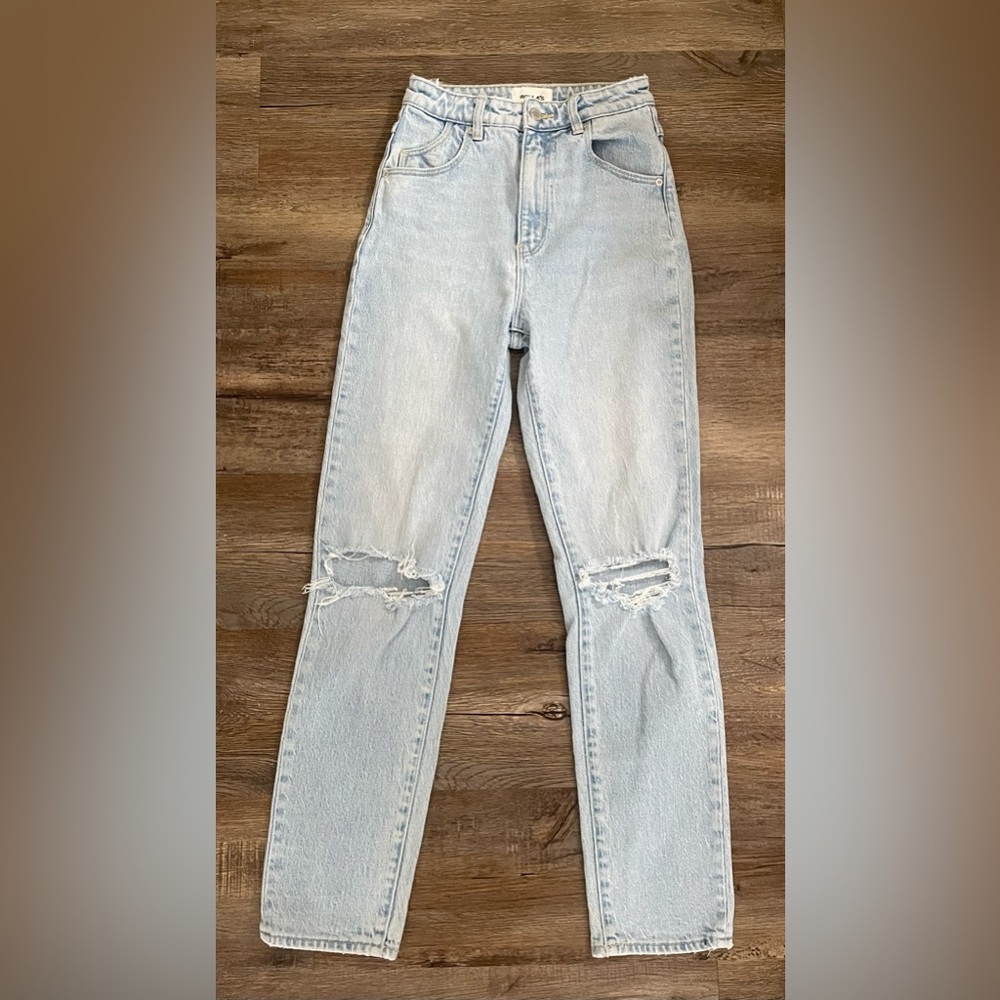 Rolla’s Jeans Women’s US 25 Dusters High Rise Slim Distressed Denim Blue Ripped - Picture 2 of 11